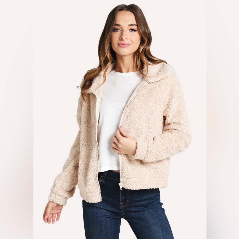 Z Supply Sherpa Teddy Jacket – Women’s Medium- Cream